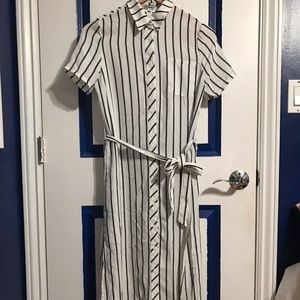 Striped button-up midi dress